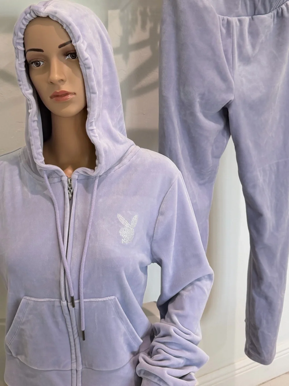 PLAYBOY Lavender Velour Hoodie & Joggers Set - Picture 1 of 6
